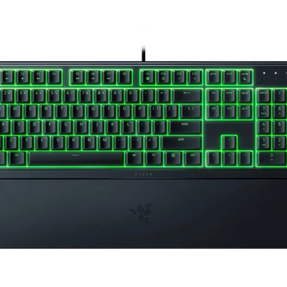 Razer Black Keyboard with Vibrant Green Lighting